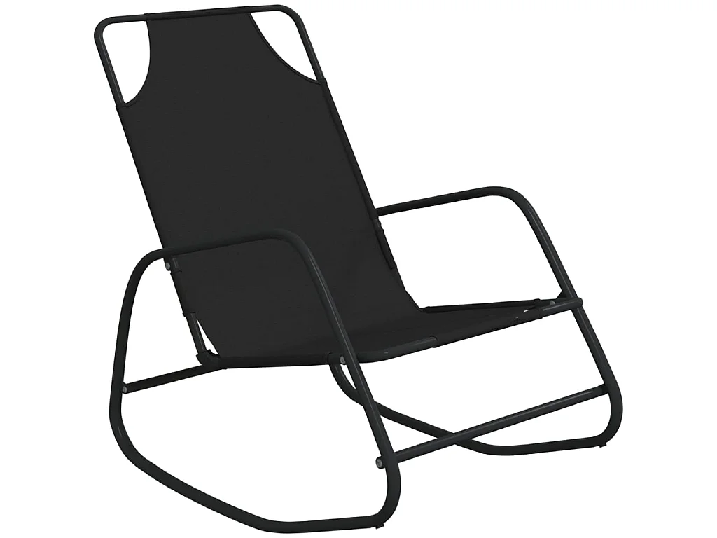 Lot de 2 Chaises longues à bascule Noir Acier et textilène BE53342