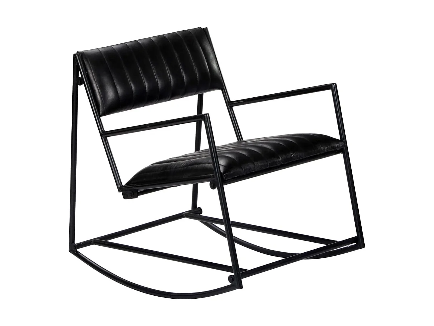 Fauteuil à bascule Noir Cuir véritable BE54110