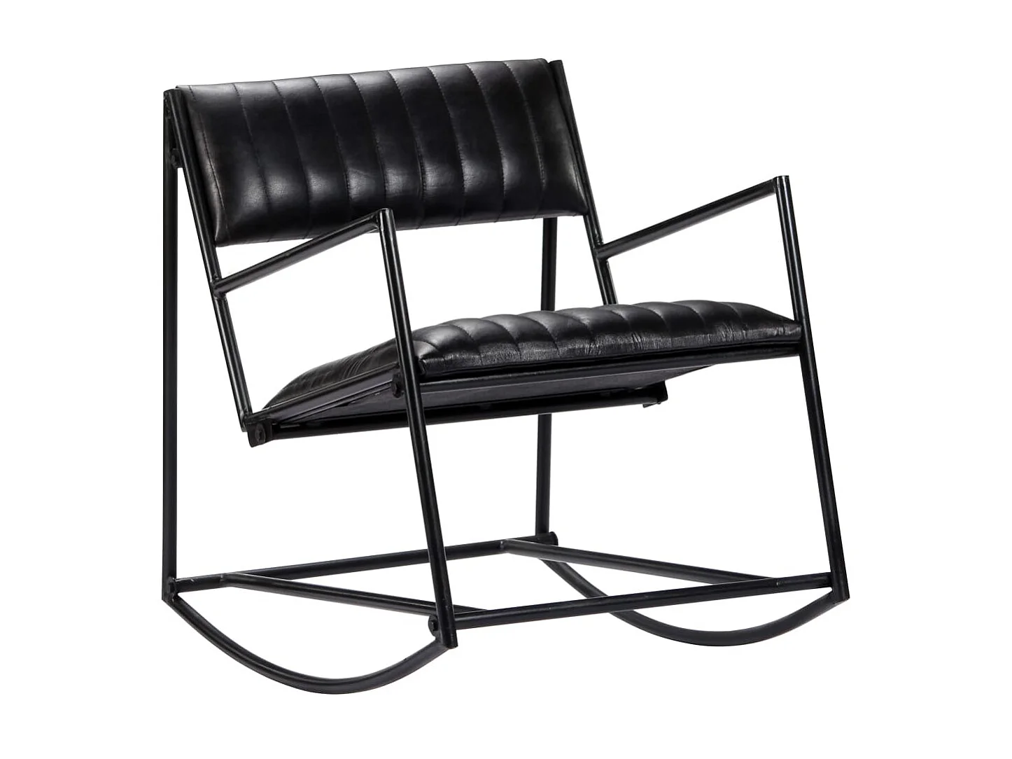 Fauteuil à bascule Noir Cuir véritable BE54110