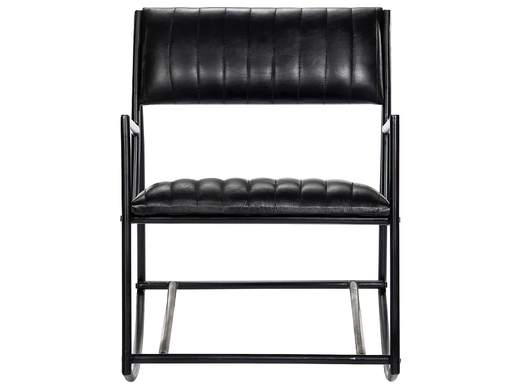 Fauteuil à bascule Noir Cuir véritable BE54110
