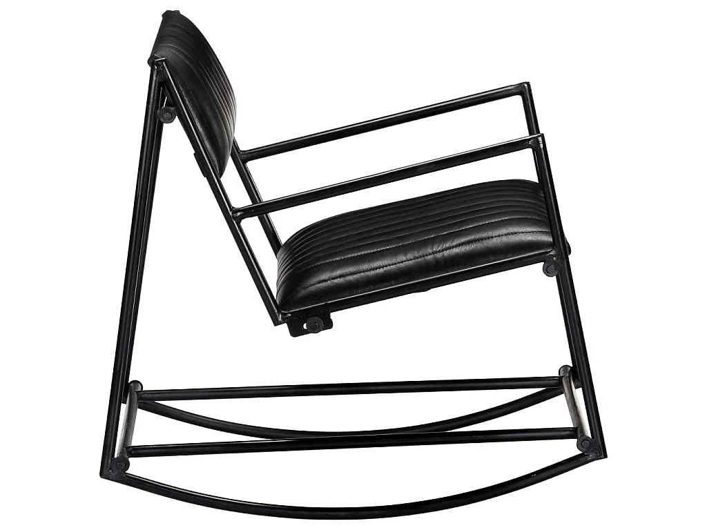 Fauteuil à bascule Noir Cuir véritable BE54110