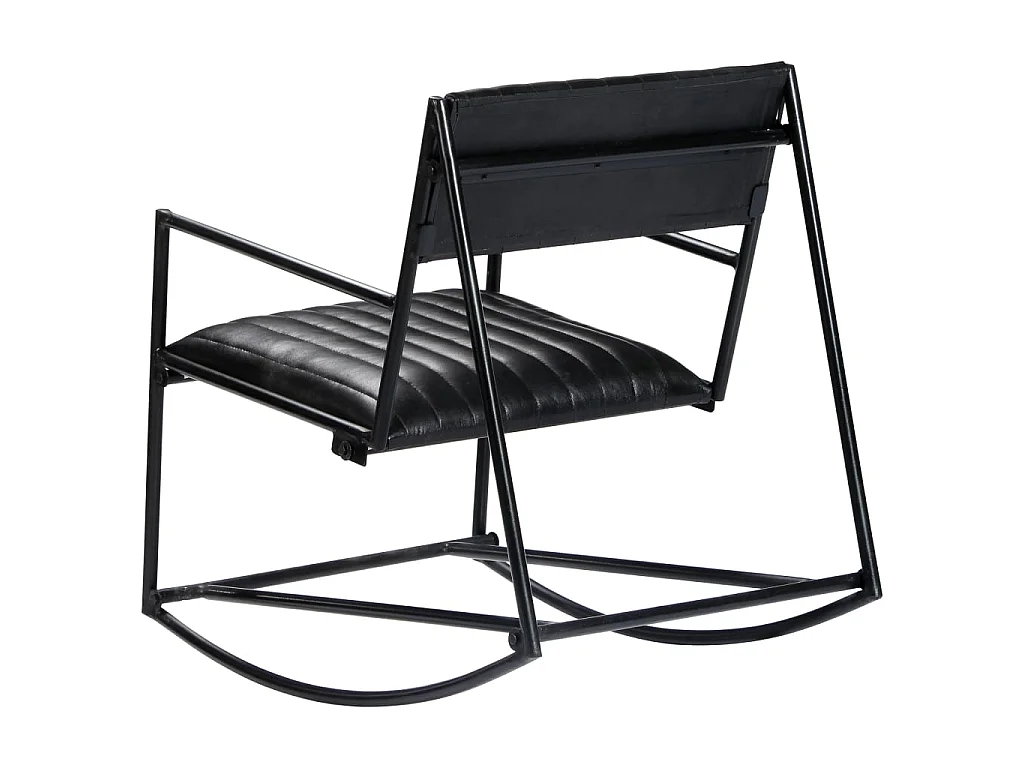 Fauteuil à bascule Noir Cuir véritable BE54110