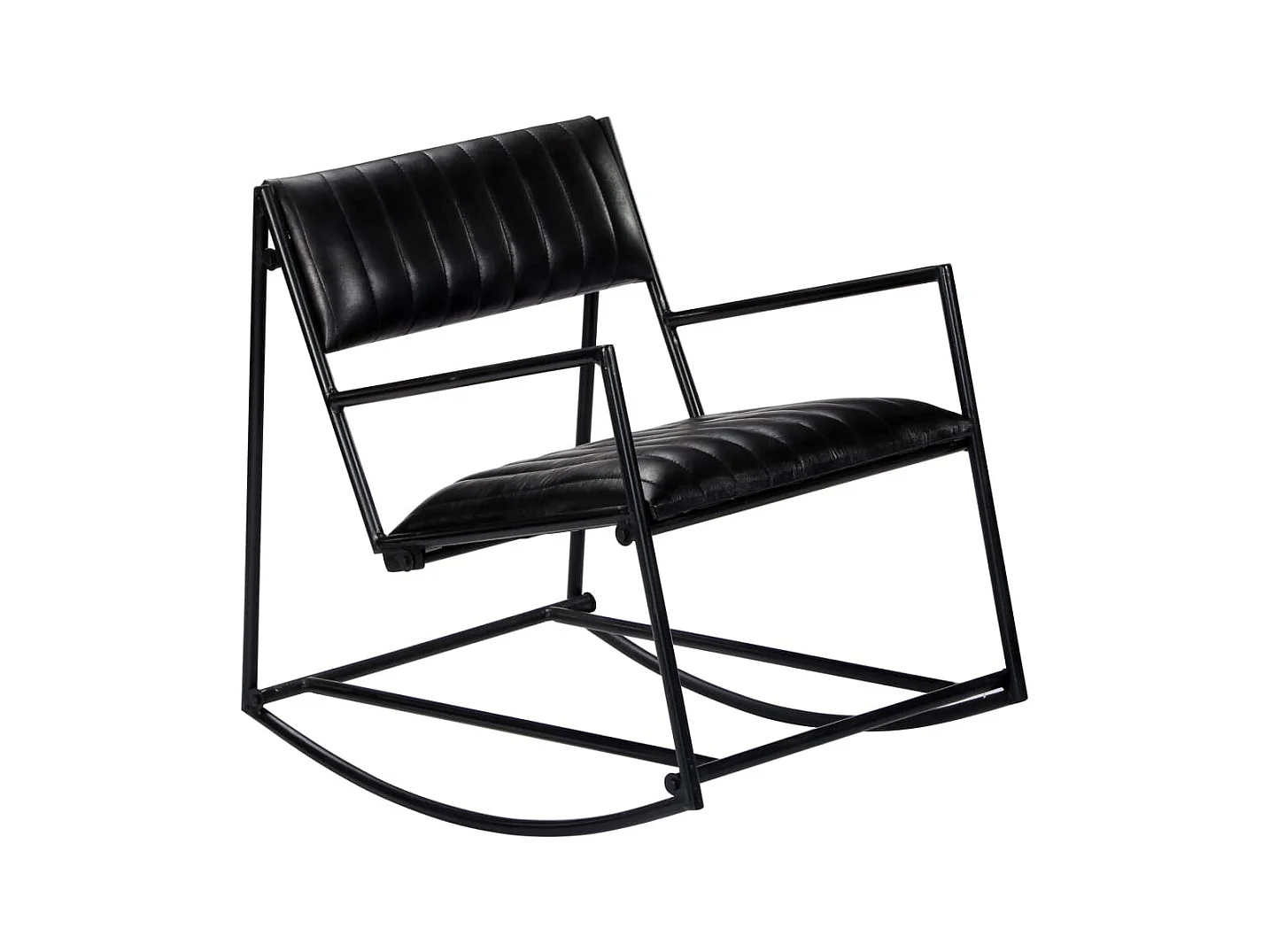 Fauteuil à bascule Noir Cuir véritable BE54110