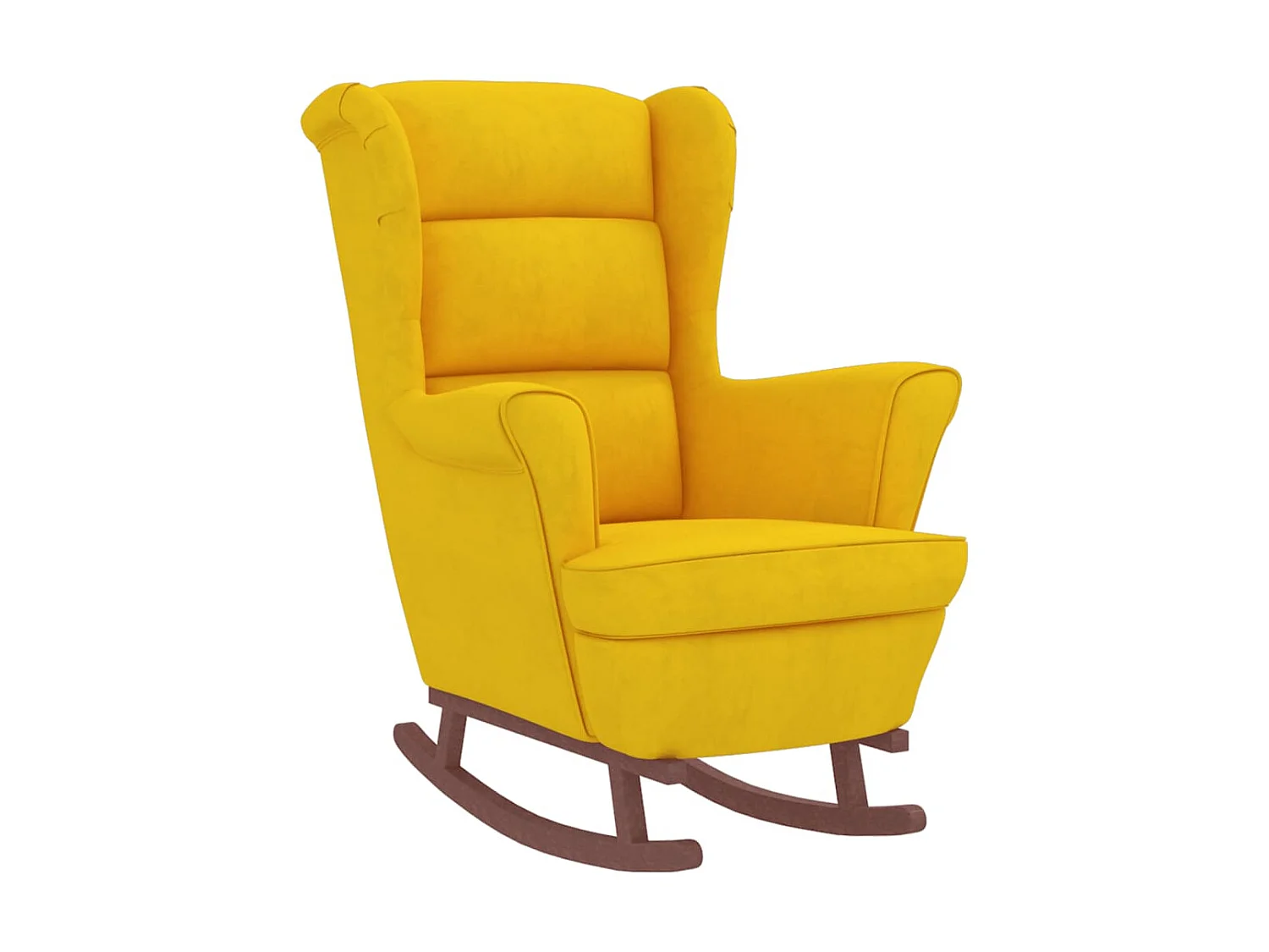 Fauteuil à bascule avec pieds en bois et tabouret Jaune Velours BE7220