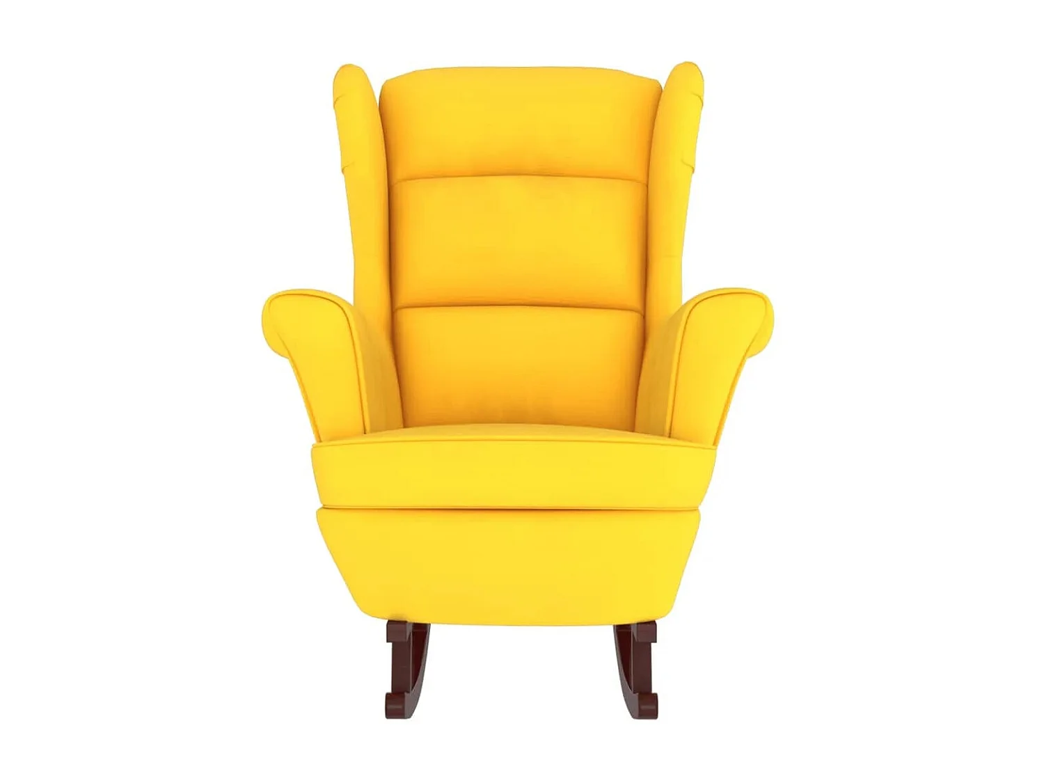 Fauteuil à bascule avec pieds en bois et tabouret Jaune Velours BE7220