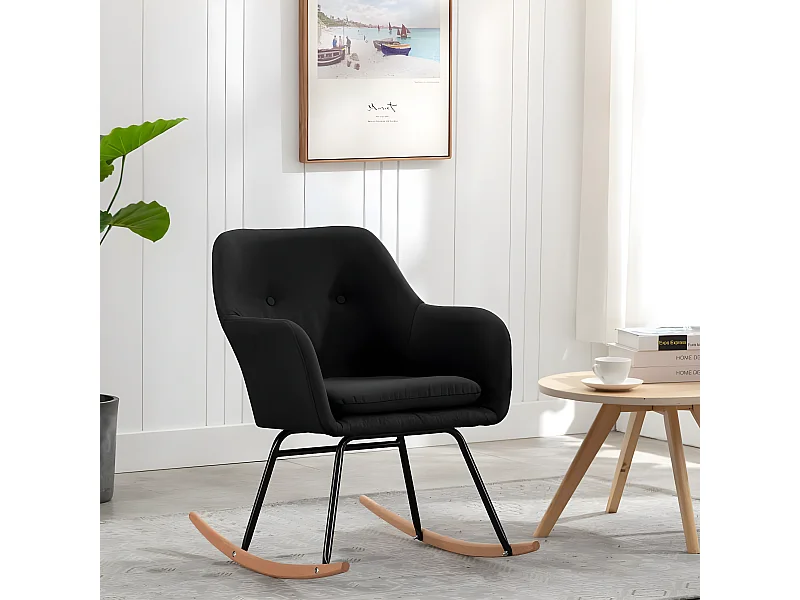 Fauteuil à bascule Noir Tissu BE61210