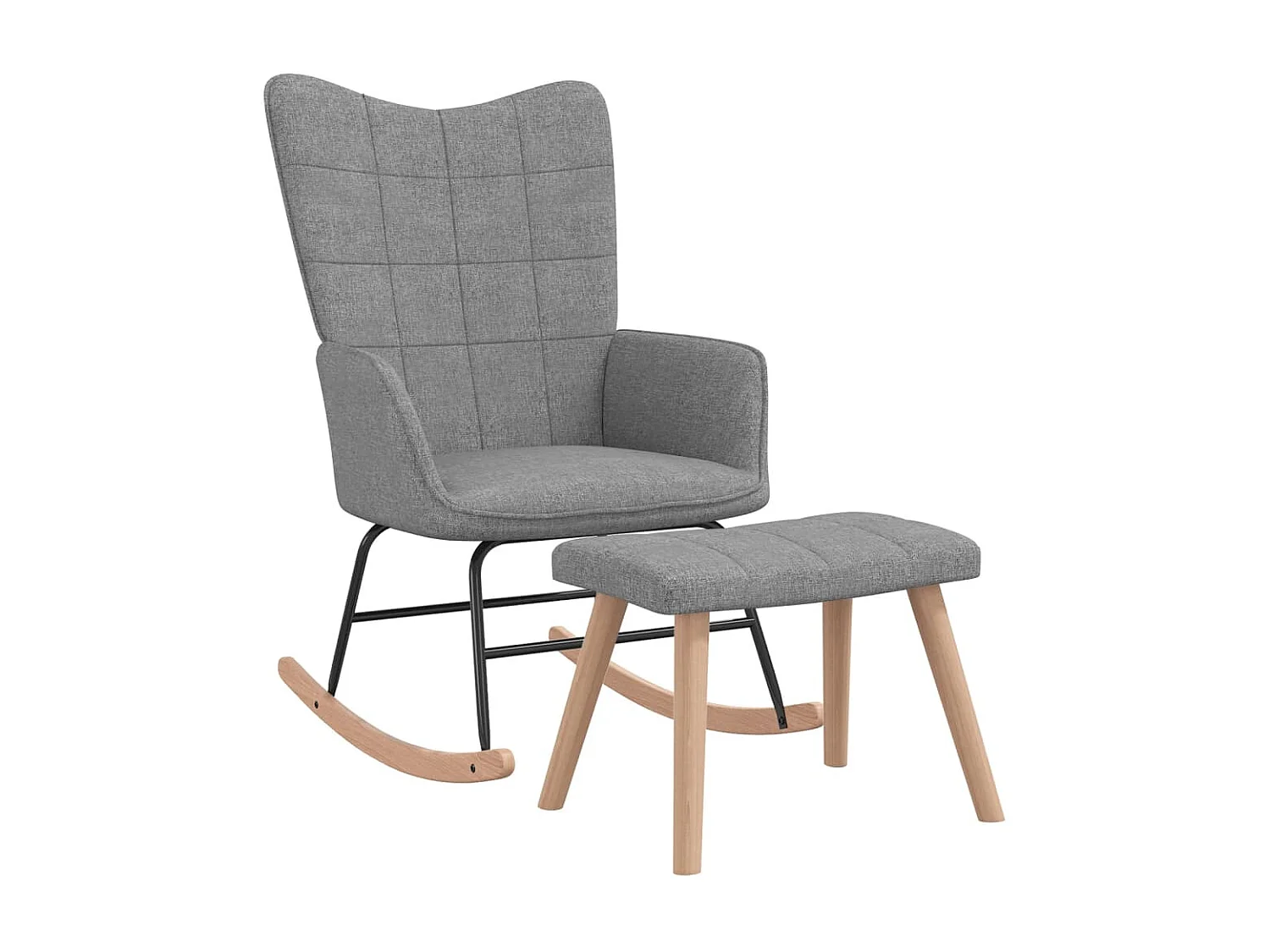 Fauteuil à bascule avec tabouret Gris clair Tissu BE88004