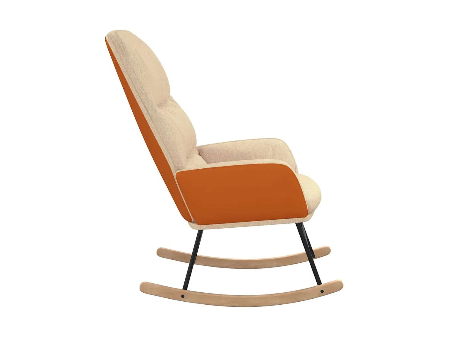 Silla mecedora de tela blanco crema ES96982