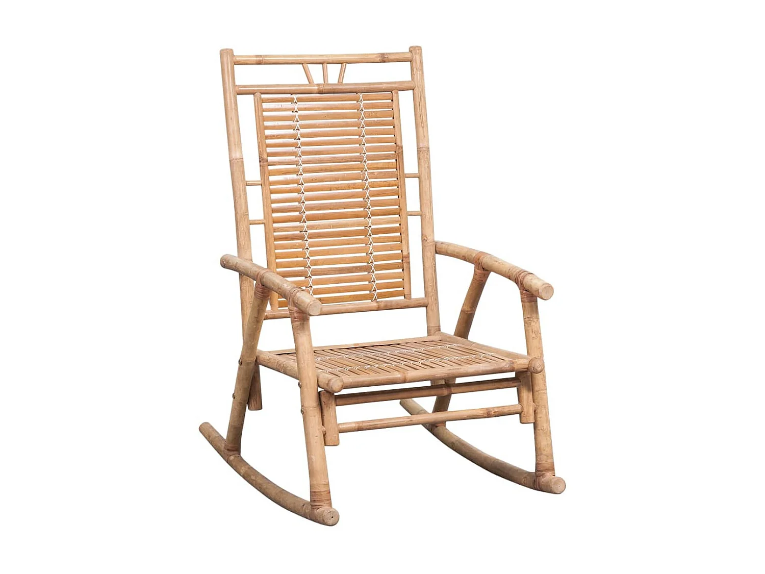 Silla mecedora con cojín bambú ES42839