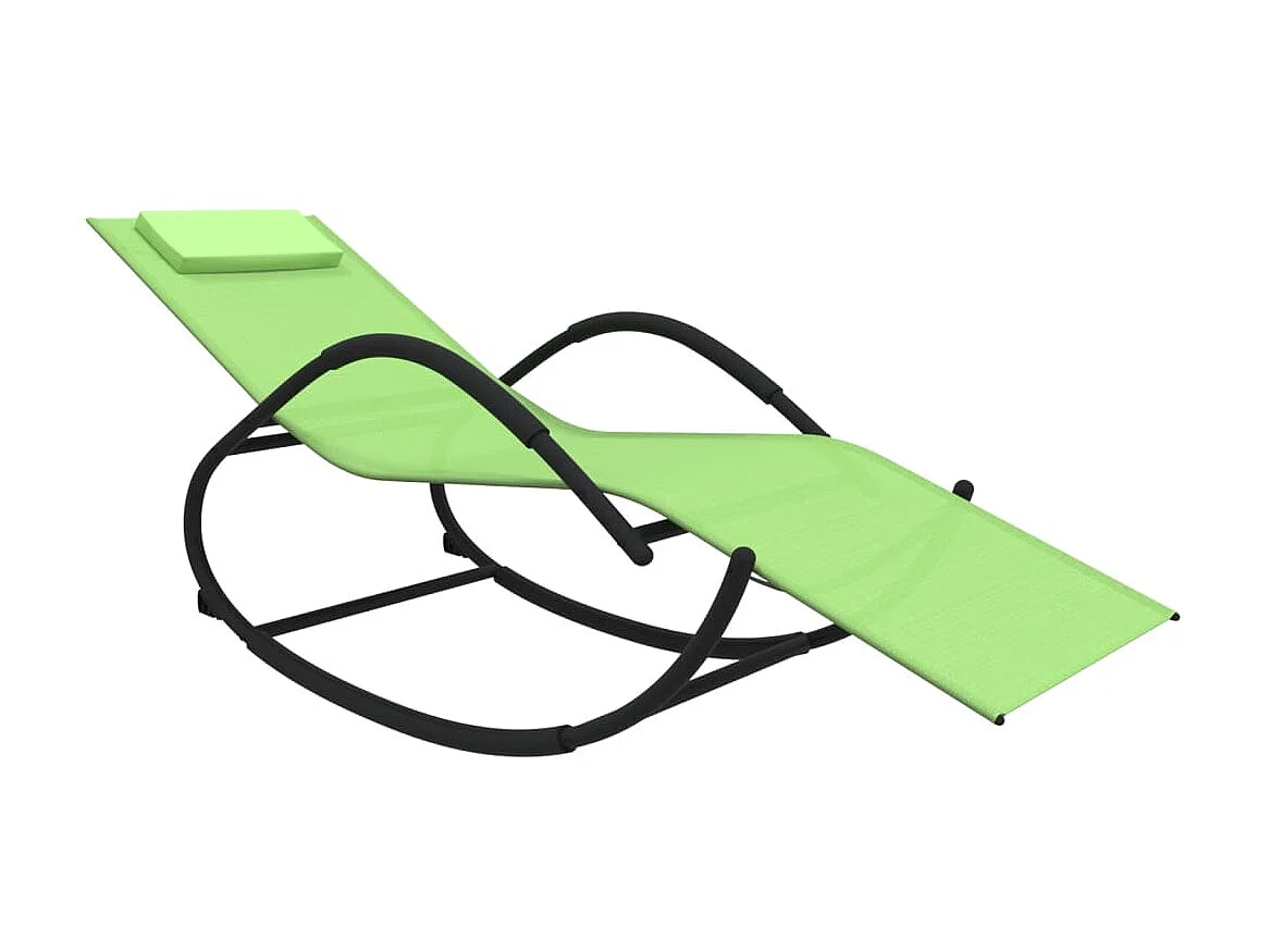 Lot de 2 Chaises longues à bascule Vert Acier et textilène BE90594