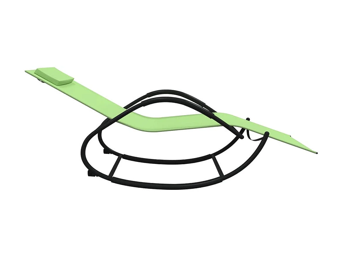 Lot de 2 Chaises longues à bascule Vert Acier et textilène BE90594