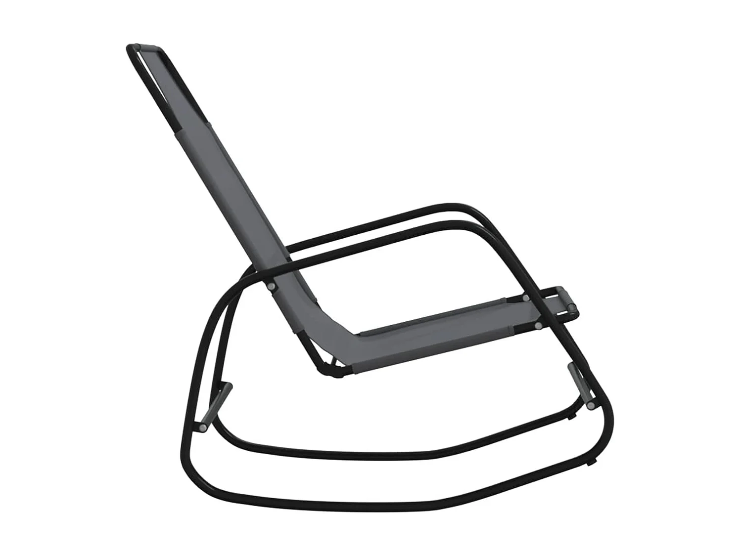 Lot de 2 Chaises longues à bascule Gris Acier et textilène BE49854