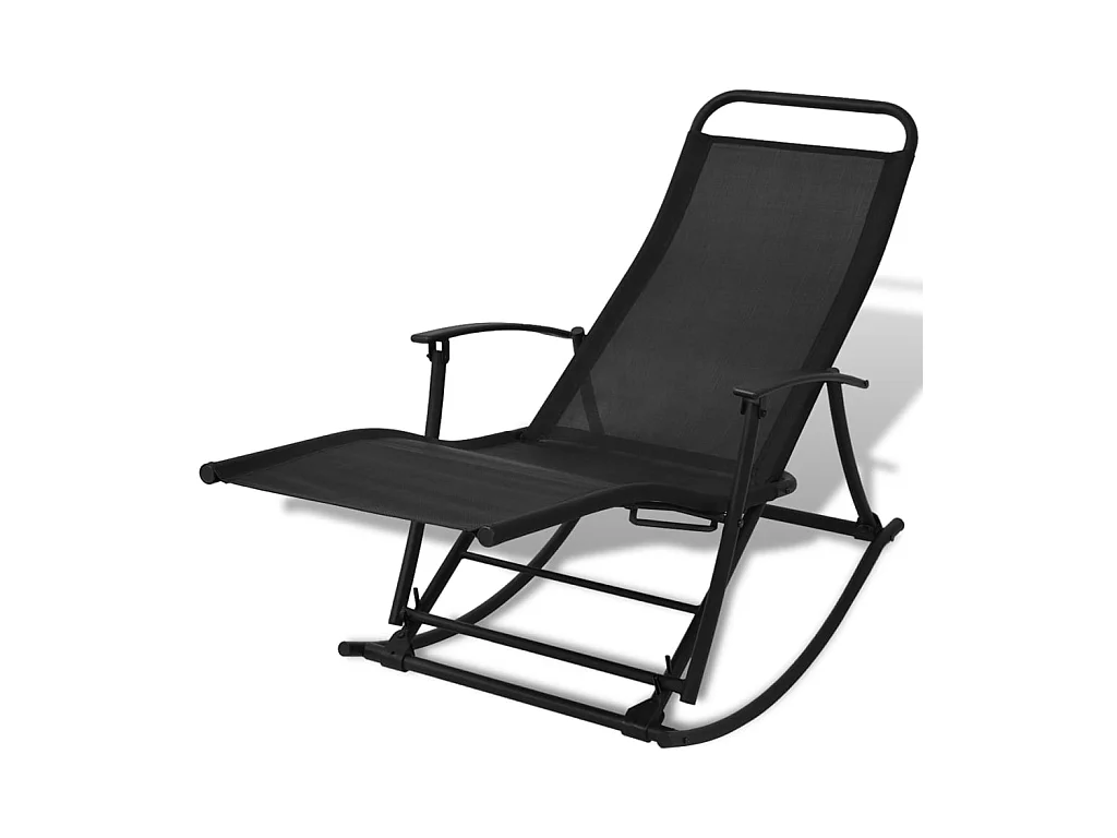 Fauteuil à bascule de jardin Acier et textilène Noir BE85544