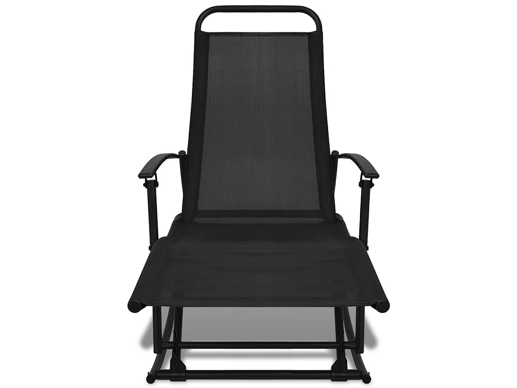 Silla mecedora de jardín 2 unidades acero y textilene negro ES55859