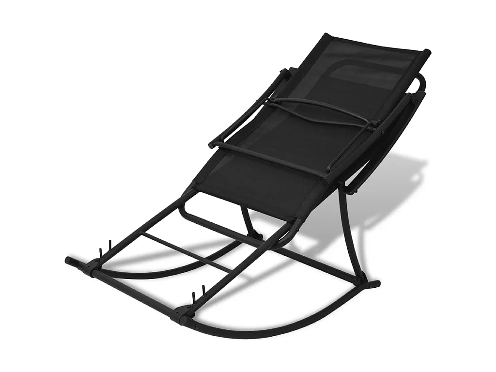 Silla mecedora de jardín 2 unidades acero y textilene negro ES55859