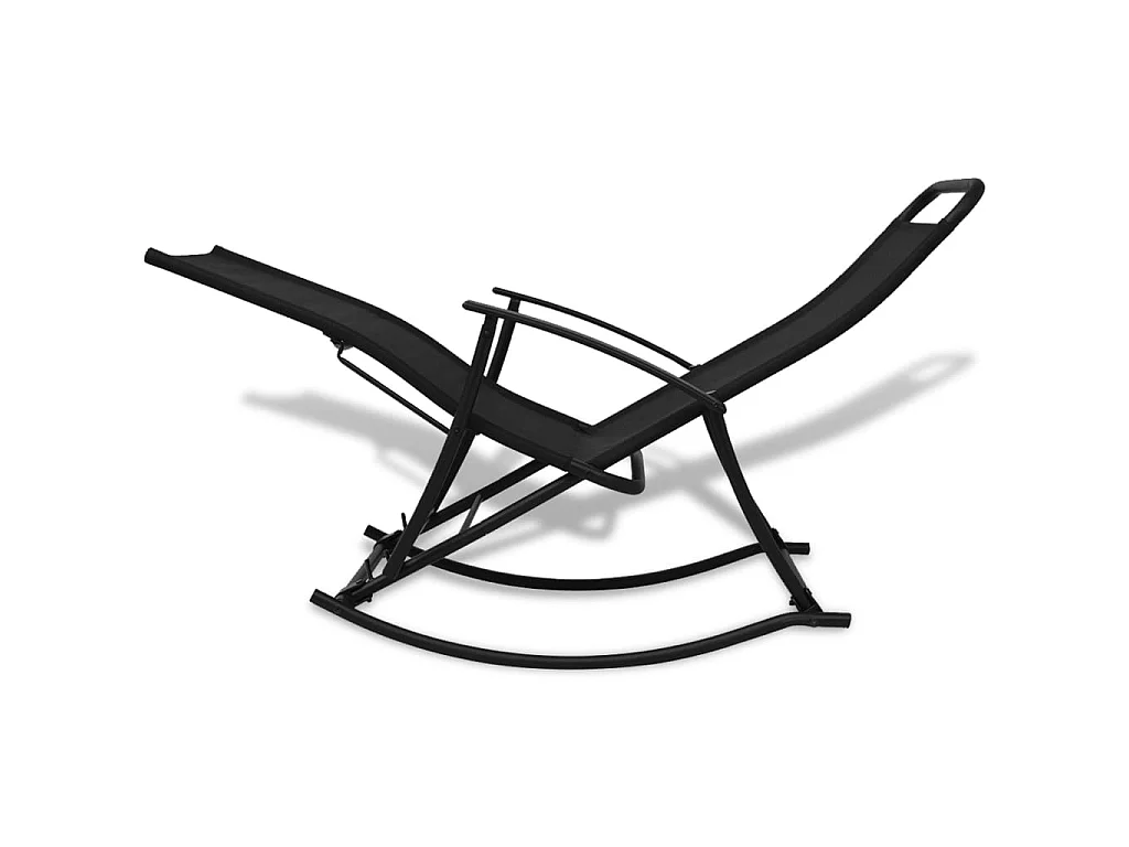 Silla mecedora de jardín 2 unidades acero y textilene negro ES55859