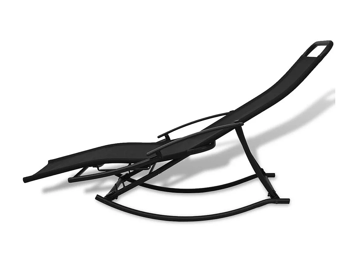 Silla mecedora de jardín 2 unidades acero y textilene negro ES55859