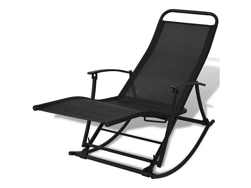 Fauteuil à bascule de jardin Acier et textilène Noir BE85544