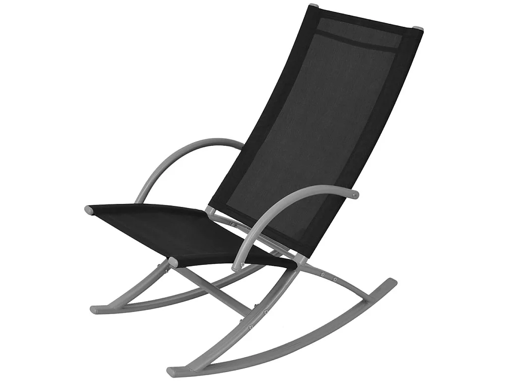 Lot de 2 Chaises à bascule de jardin Acier et textilène Noir BE23075