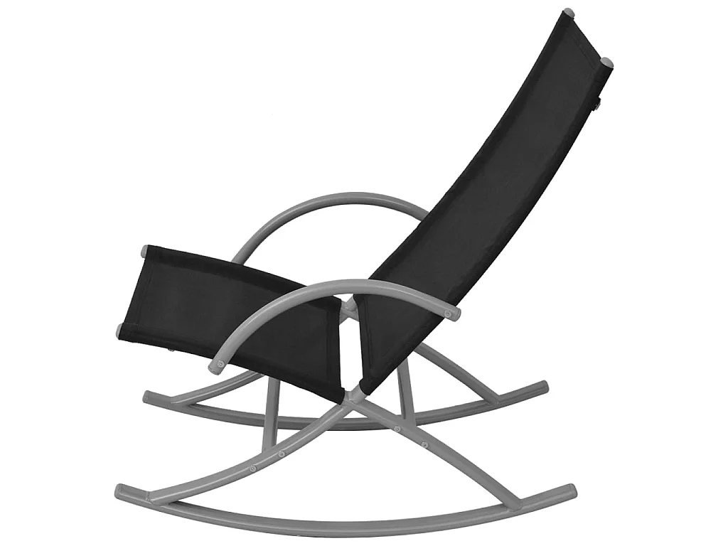 Lot de 2 Chaises à bascule de jardin Acier et textilène Noir BE23075