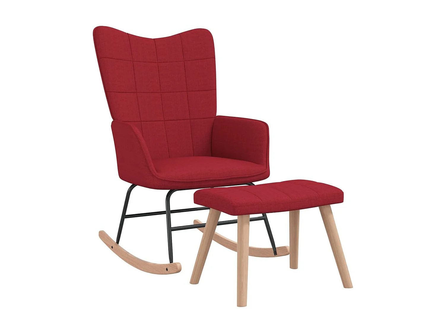 Fauteuil à bascule avec tabouret Rouge bordeaux Tissu BE81450