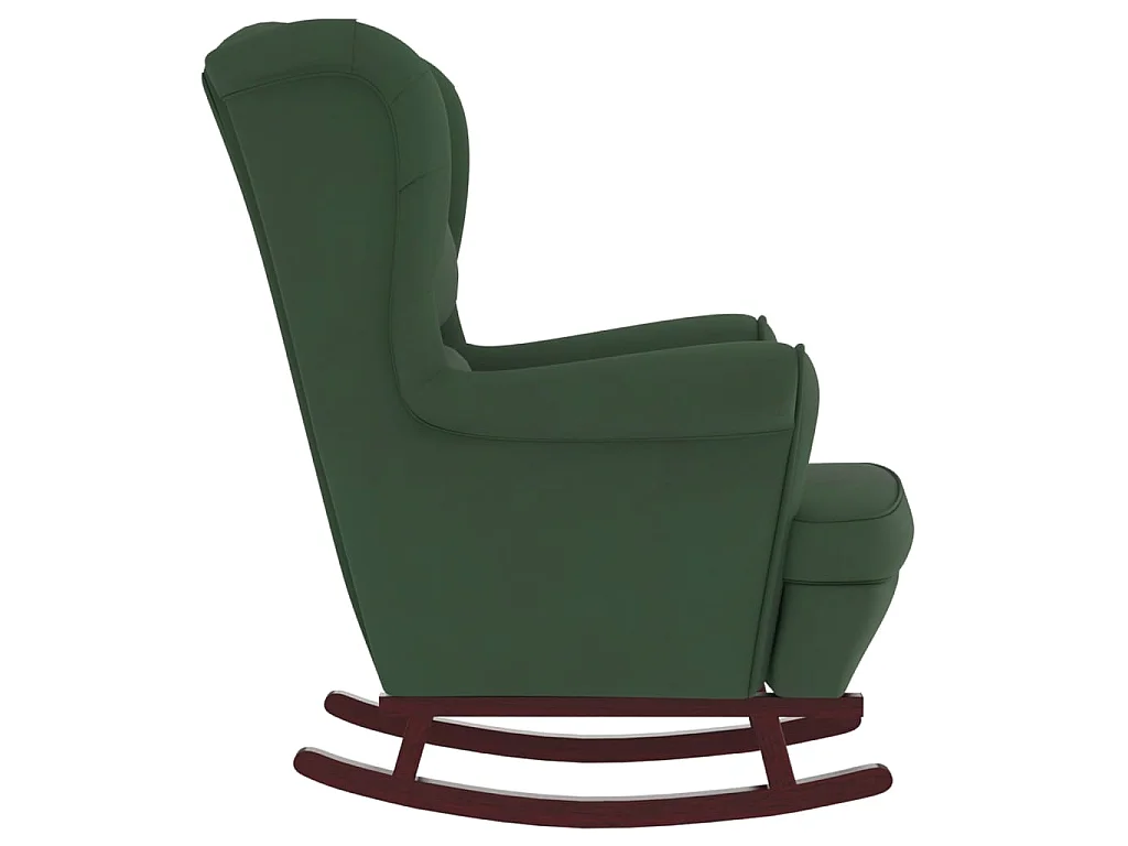 Fauteuil à bascule et pieds en bois d'hévéa Vert foncé Velours BE7361