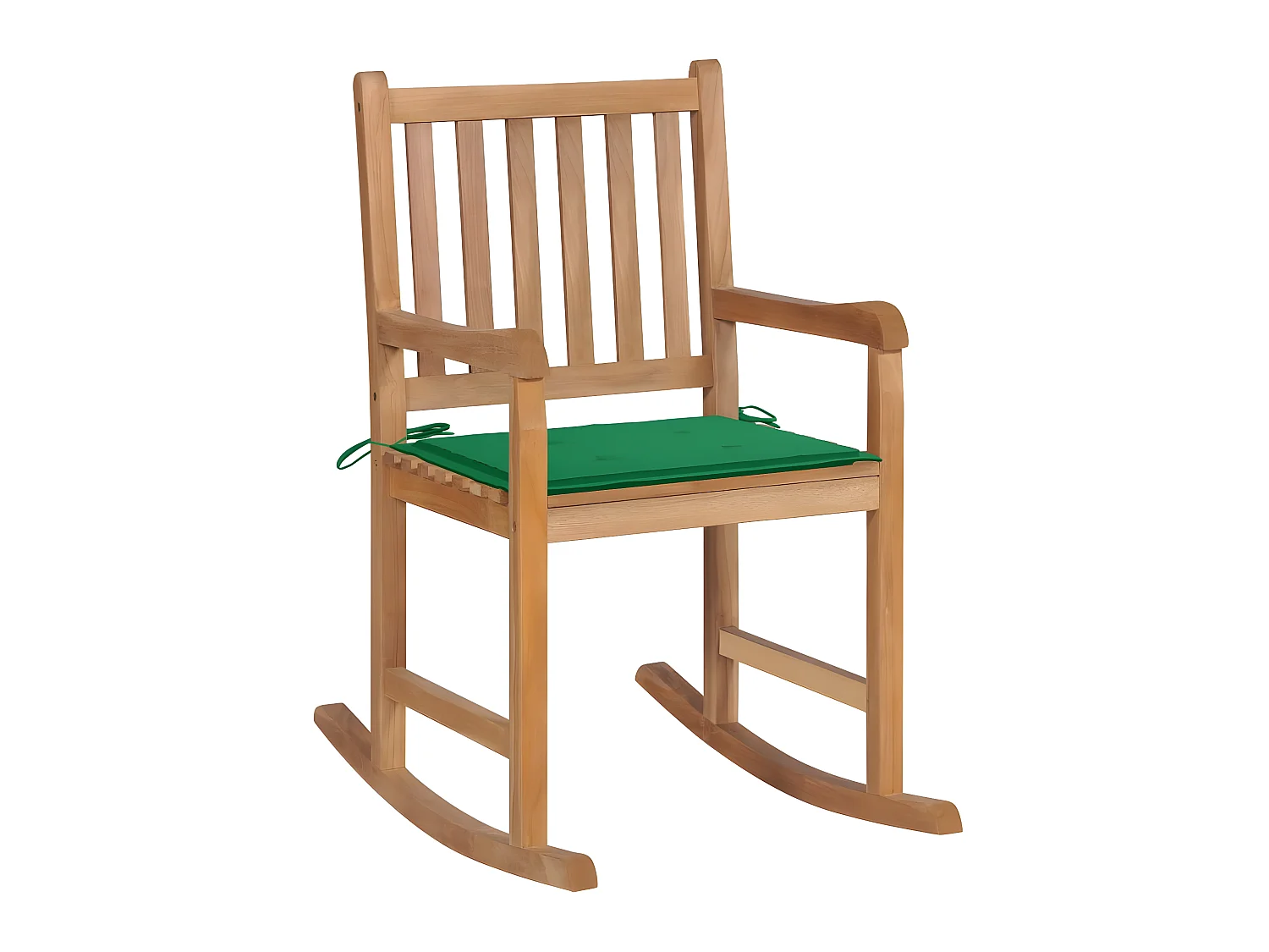 Fauteuil à bascule avec coussin vert Bois de teck solide BE57724