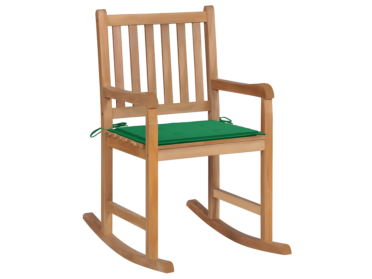 Fauteuil à bascule avec coussin vert Bois de teck solide BE57724