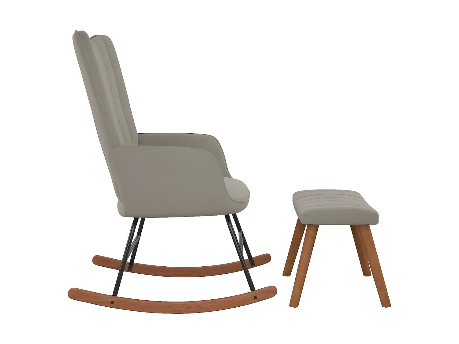 Fauteuil à bascule avec repose-pied gris clair Velours BE3871