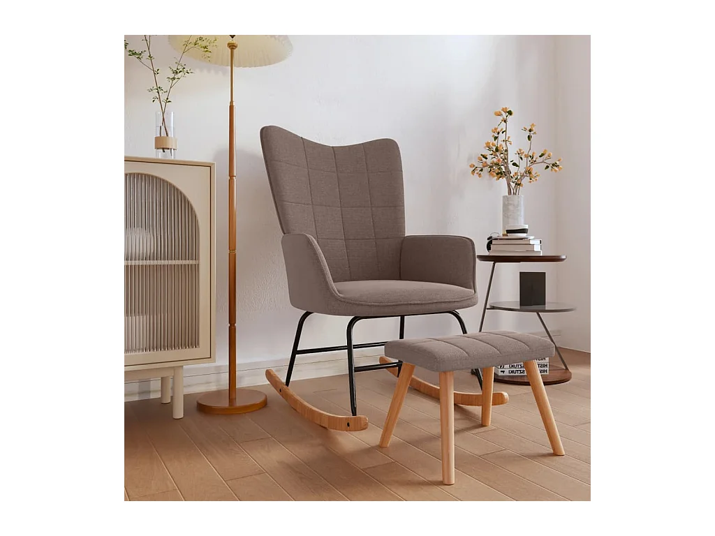 Fauteuil à bascule avec tabouret Taupe Tissu SEF10118