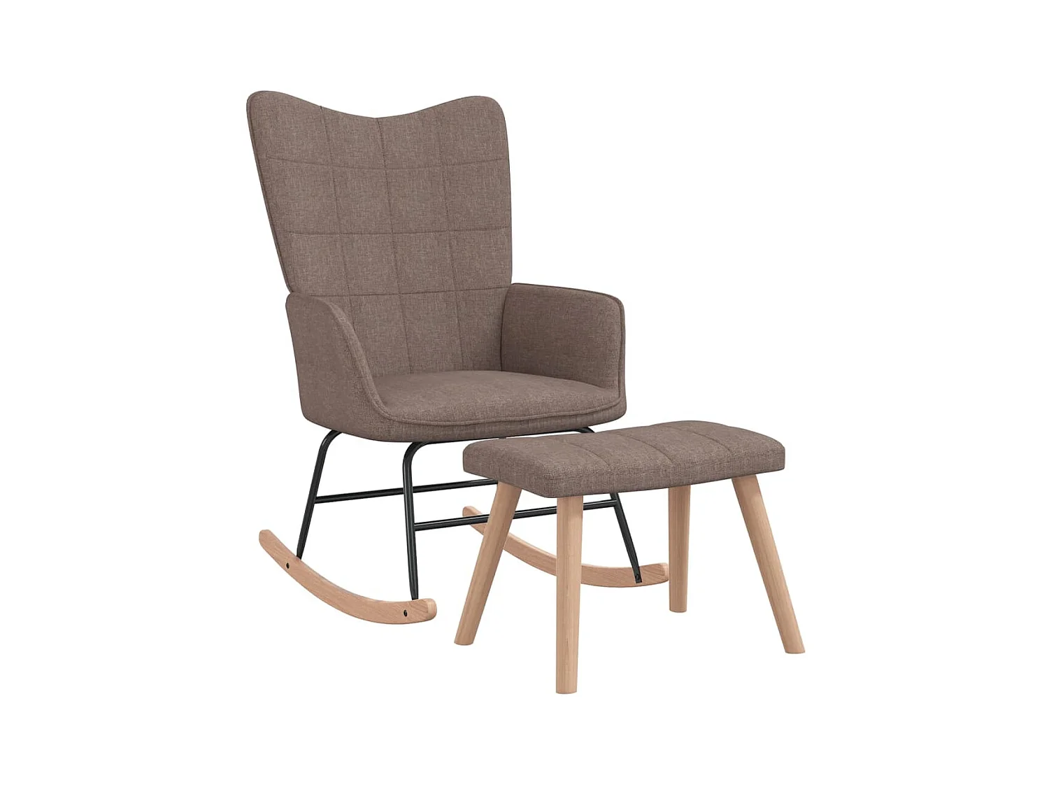 Silla mecedora con reposapiés tela gris taupe ES44386