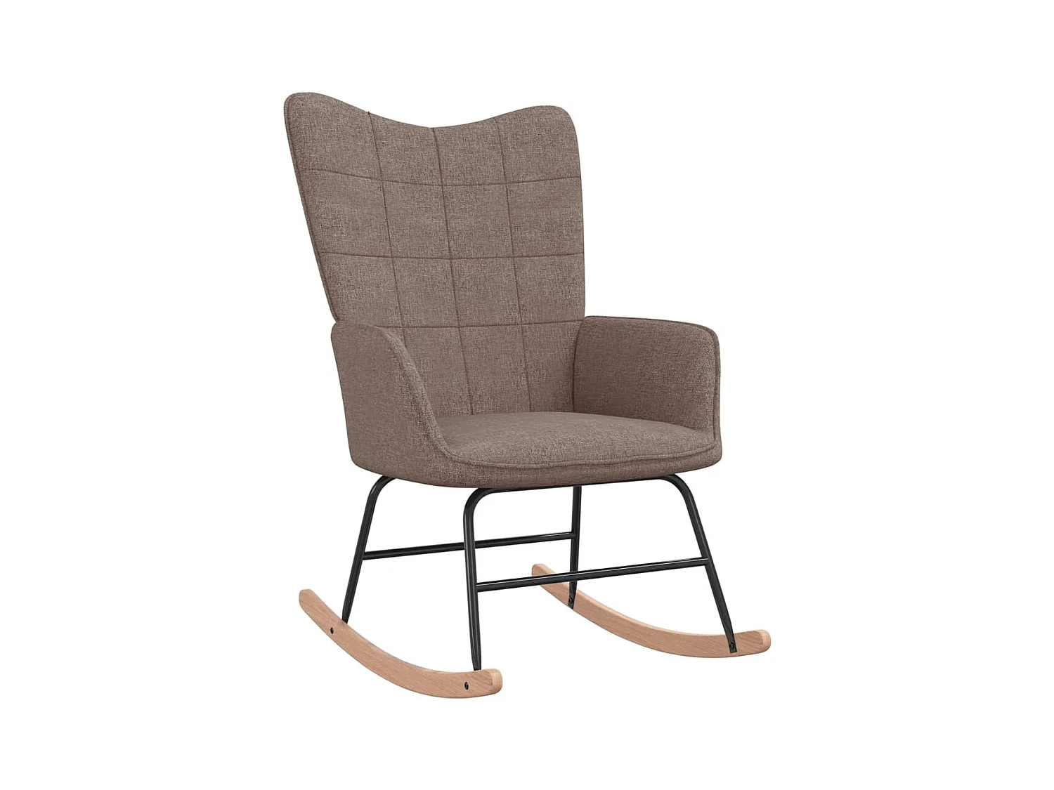 Silla mecedora con reposapiés tela gris taupe ES44386