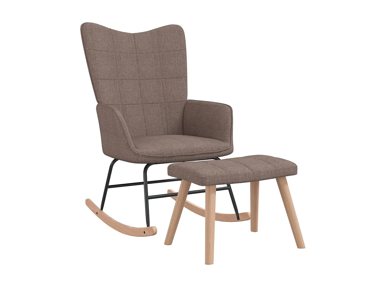 Silla mecedora con reposapiés tela gris taupe ES44386