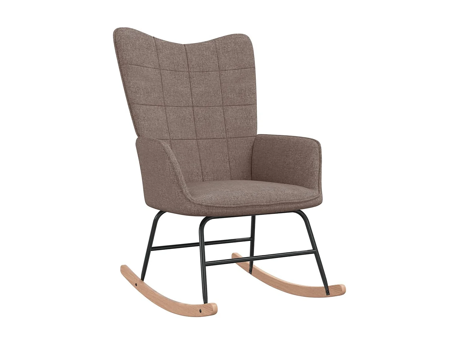 Silla mecedora con reposapiés tela gris taupe ES44386