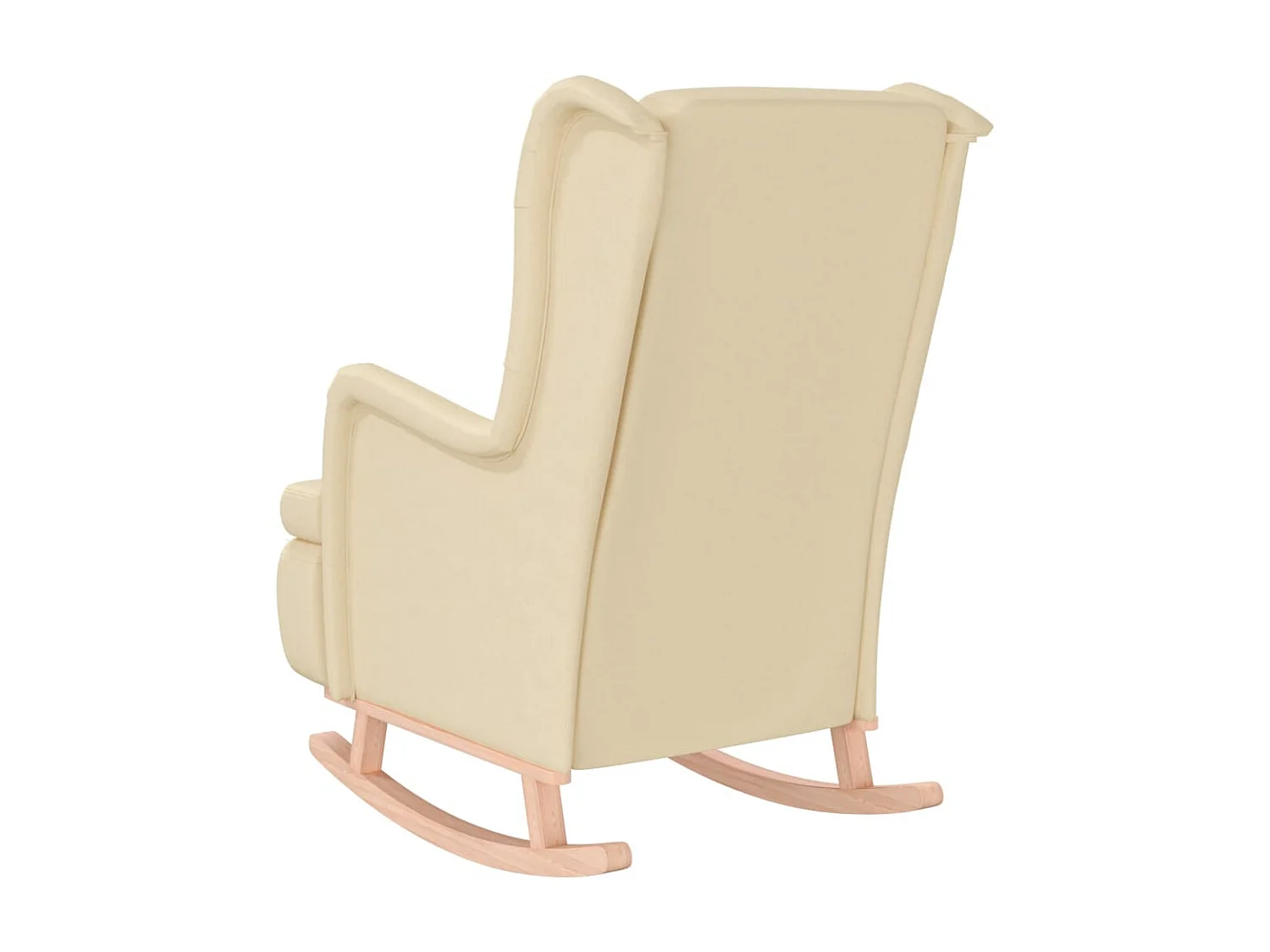 Fauteuil avec pieds à bascule en bois d'hévéa solide Crème Tissu BE65170