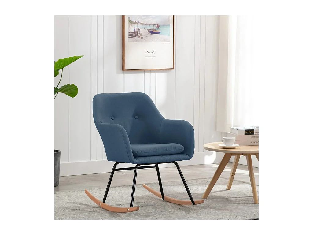 Fauteuil à bascule Bleu Tissu BE18565