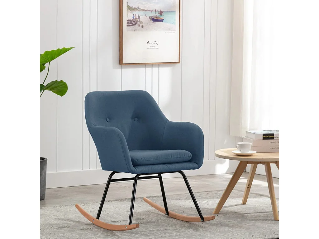 Fauteuil à bascule Bleu Tissu BE18565