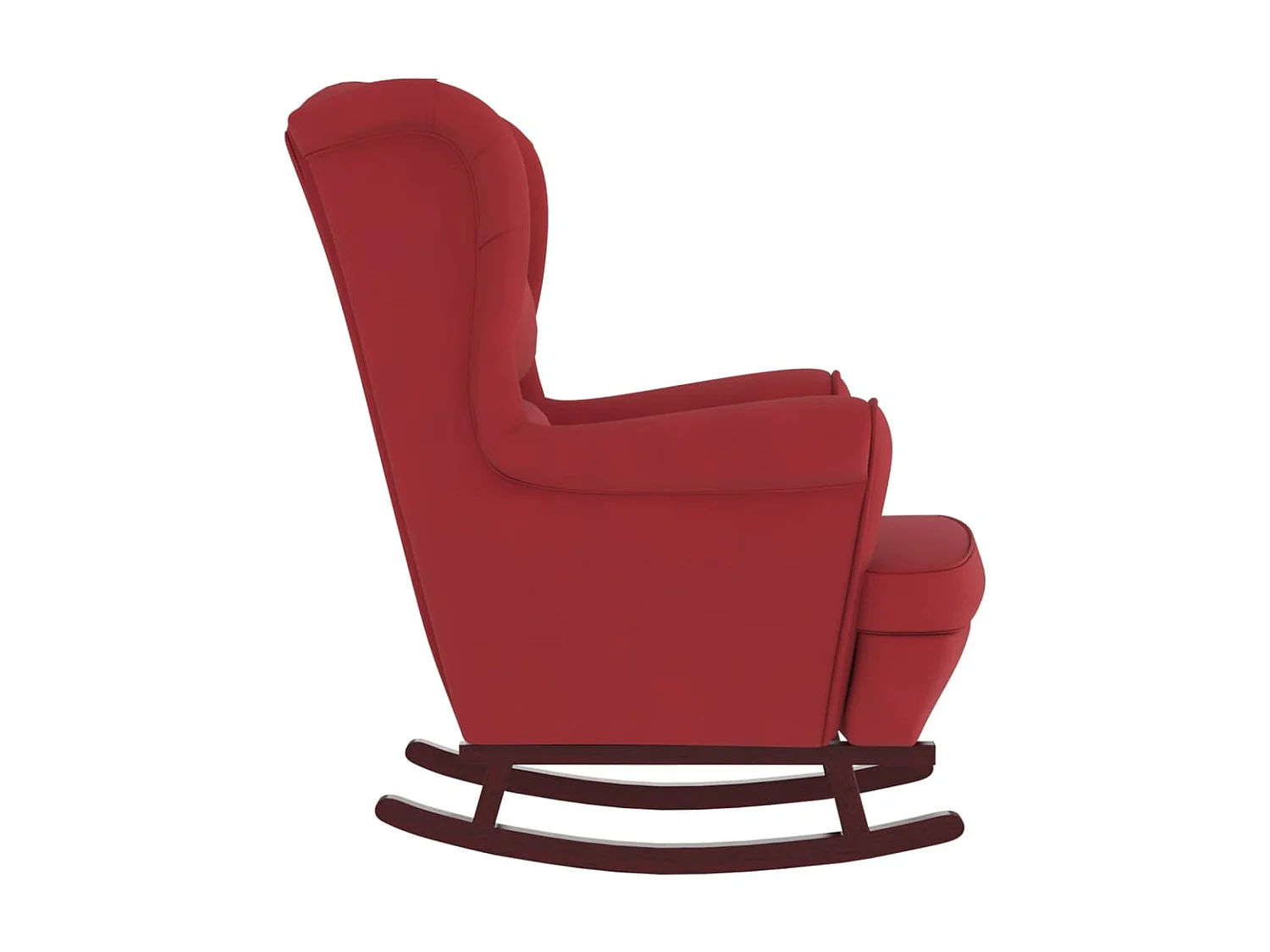 Fauteuil à bascule pieds en bois d'hévéa Rouge bordeaux Velours BE3250