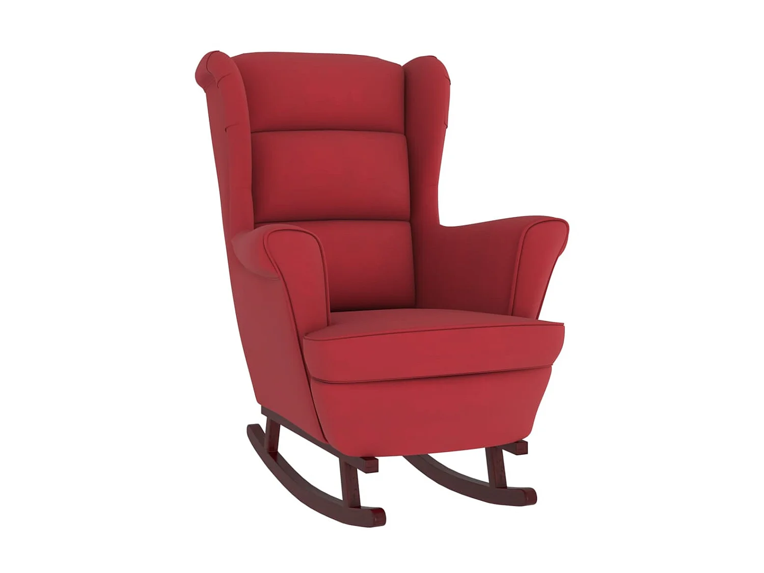 Fauteuil à bascule pieds en bois d'hévéa Rouge bordeaux Velours BE3250