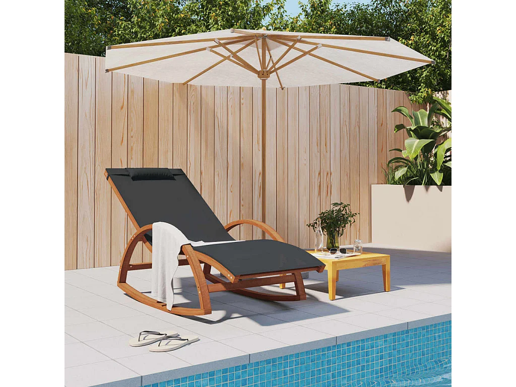 Mecedora de textileno gris y madera maciza de álamo ES50109