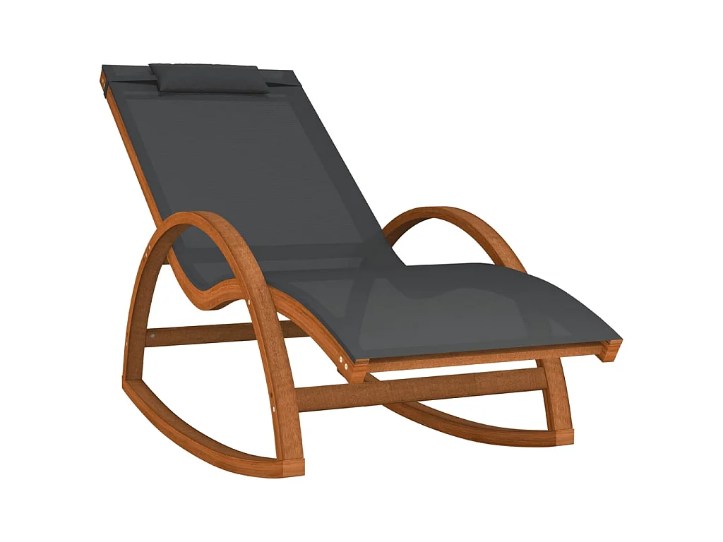 Mecedora de textileno gris y madera maciza de álamo ES50109