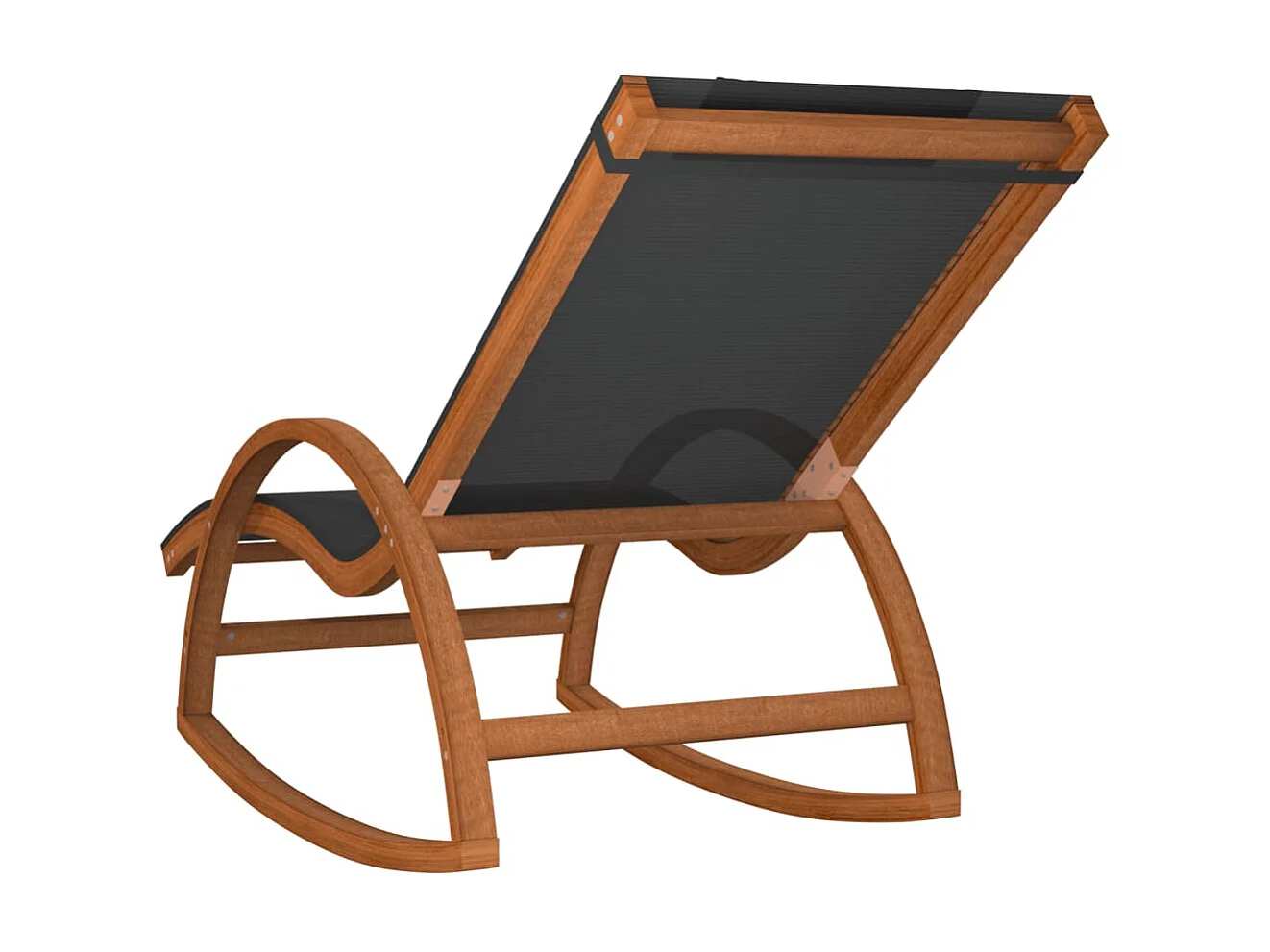 Fauteuil à bascule textilène gris et bois de peuplier massif BE36939