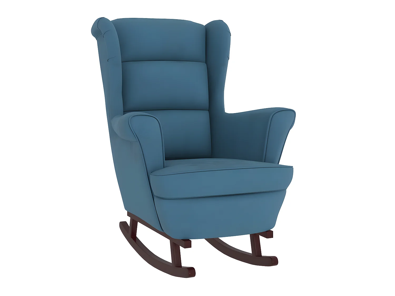 Fauteuil à bascule et pieds en bois massif d'hévéa Bleu Velours BE2740