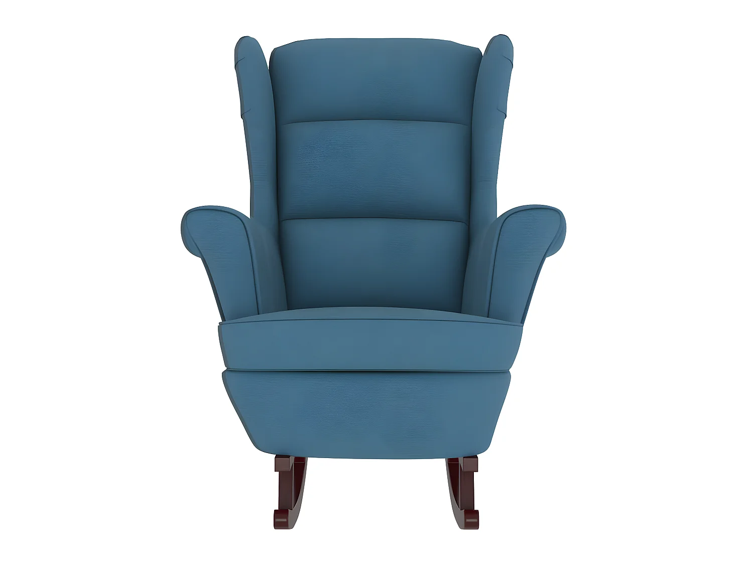 Fauteuil à bascule et pieds en bois massif d'hévéa Bleu Velours BE2740