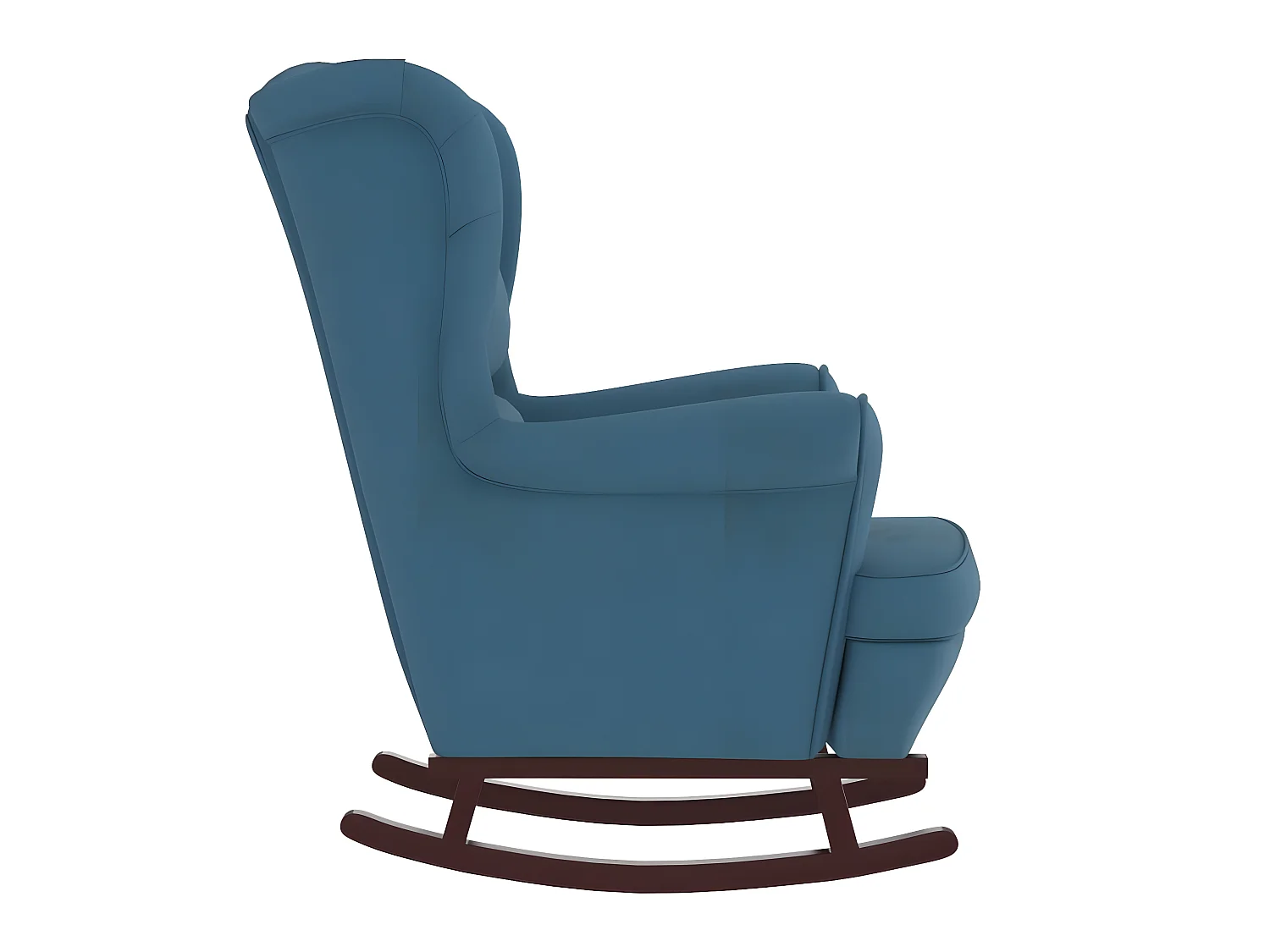 Fauteuil à bascule et pieds en bois massif d'hévéa Bleu Velours BE2740
