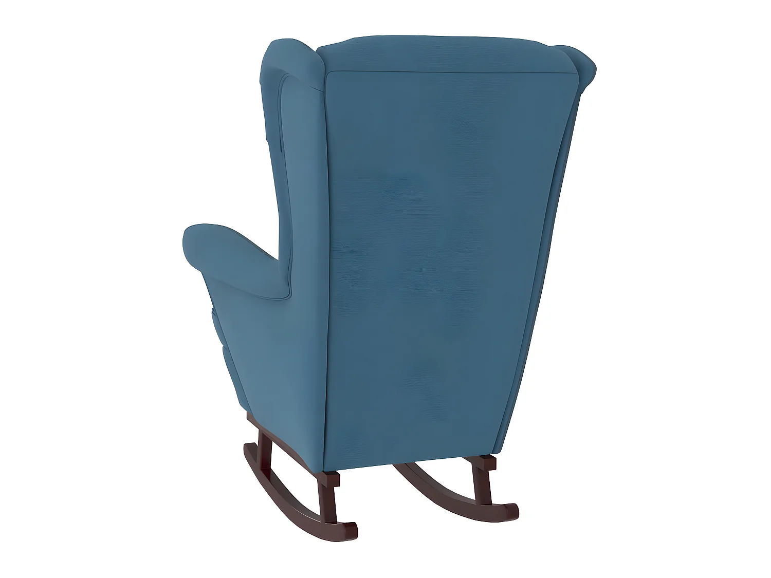 Fauteuil à bascule et pieds en bois massif d'hévéa Bleu Velours BE2740