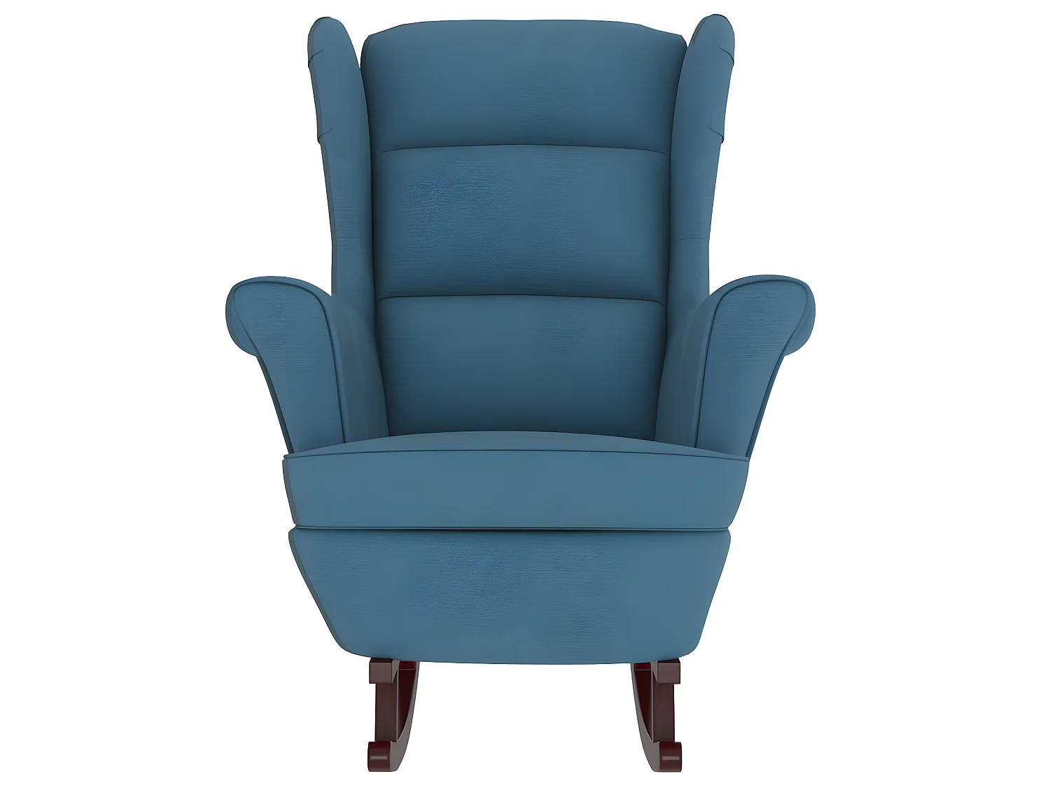 Silla mecedora con patas de madera de caucho terciopelo azul ES14910