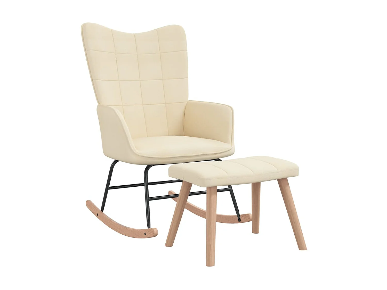 Fauteuil à bascule avec tabouret Crème Tissu BE37698