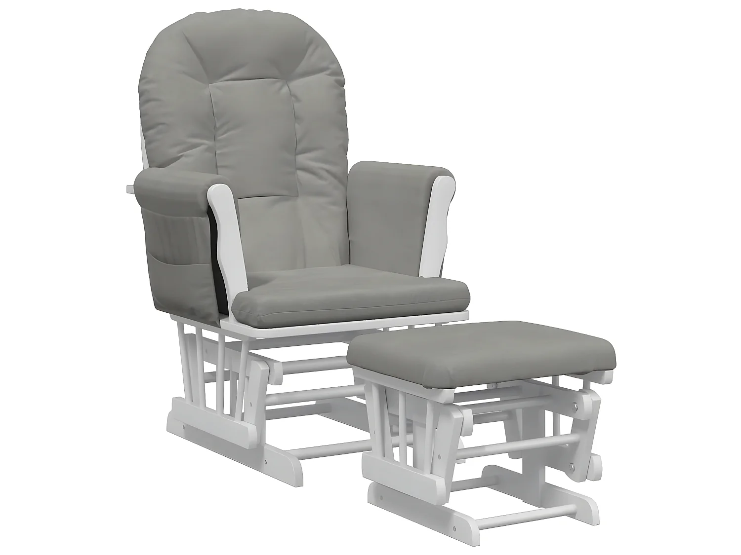 Sillón de lactancia con taburete tela gris claro ES13062