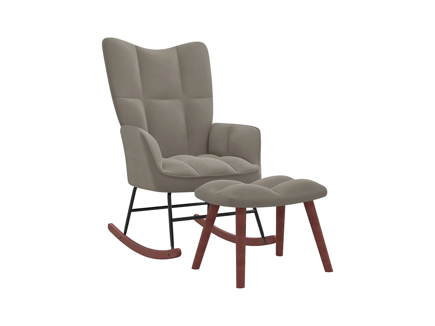 Fauteuil à bascule avec repose-pied Gris clair Velours BE22422